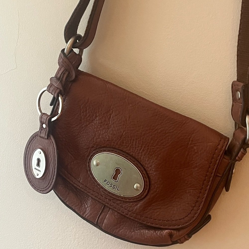 Fossil Brown Maddox small crossbody Bag Pebbled Leather